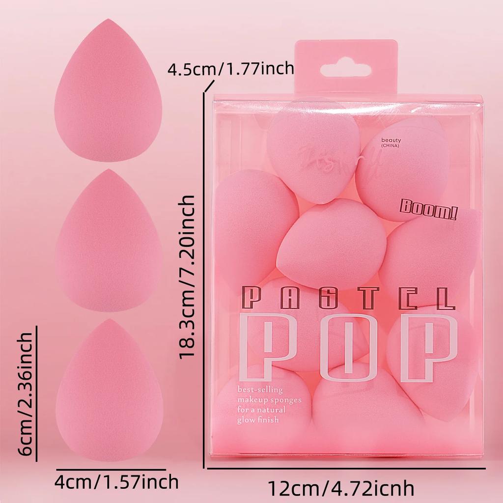 9pcs soft makeup sponge combination, hydrophilic, dry and wet, suitable for foundation, powder and other beauty eggs