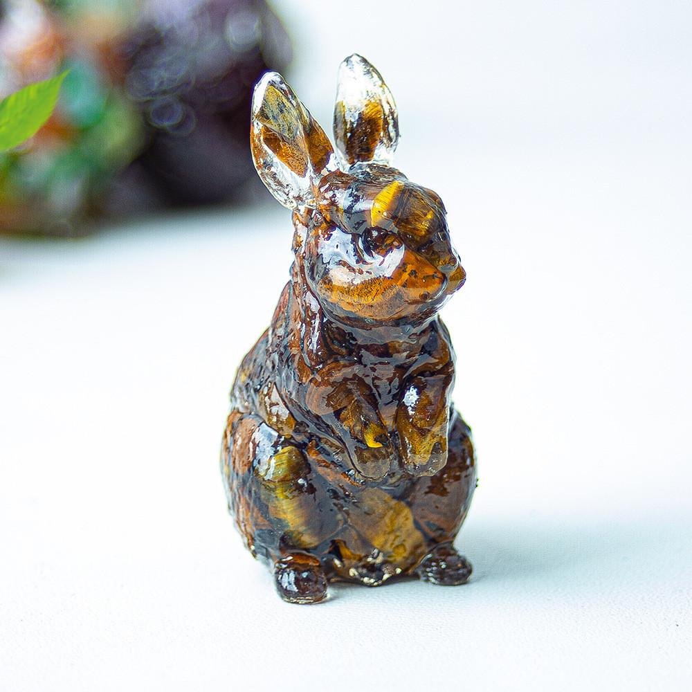Resin Crystal Standing Bunny Decor For Home Office Gift Collectible
