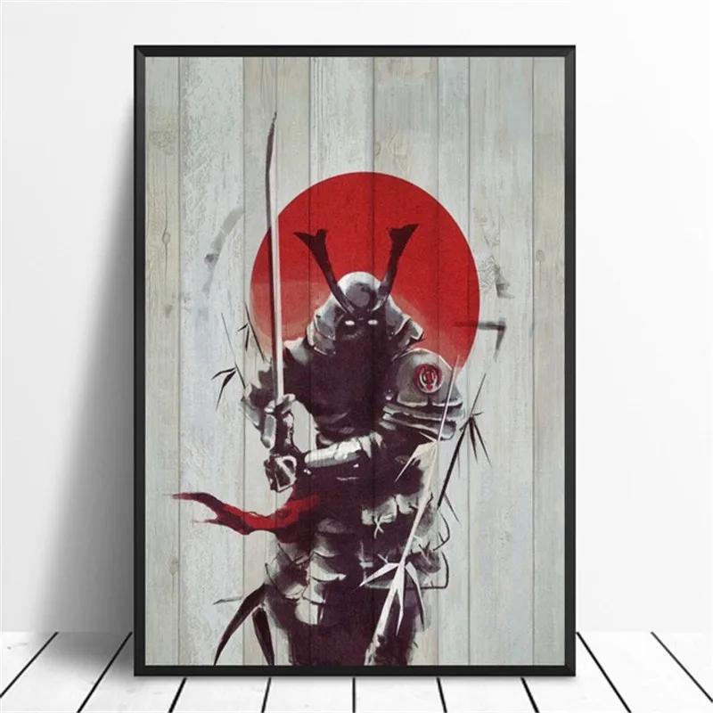Retro Japan Anime Game Samurai Portrait Bushido Poster Prints Pictures Canvas Painting for Living Room Wall Art Home Decor