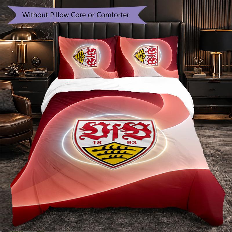 Set Biancheria da Letto Calcio VfB Stuttgart 3 Pezzi Morbido Set Copripiumino con Federe Set Decorazione Camera da Letto per la Casa