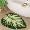 Tropical Green Leaf Bathroom Floor Mat Soft Plush Anti Slip Mat Bathroom Shower Bathtub Front Home Decoration