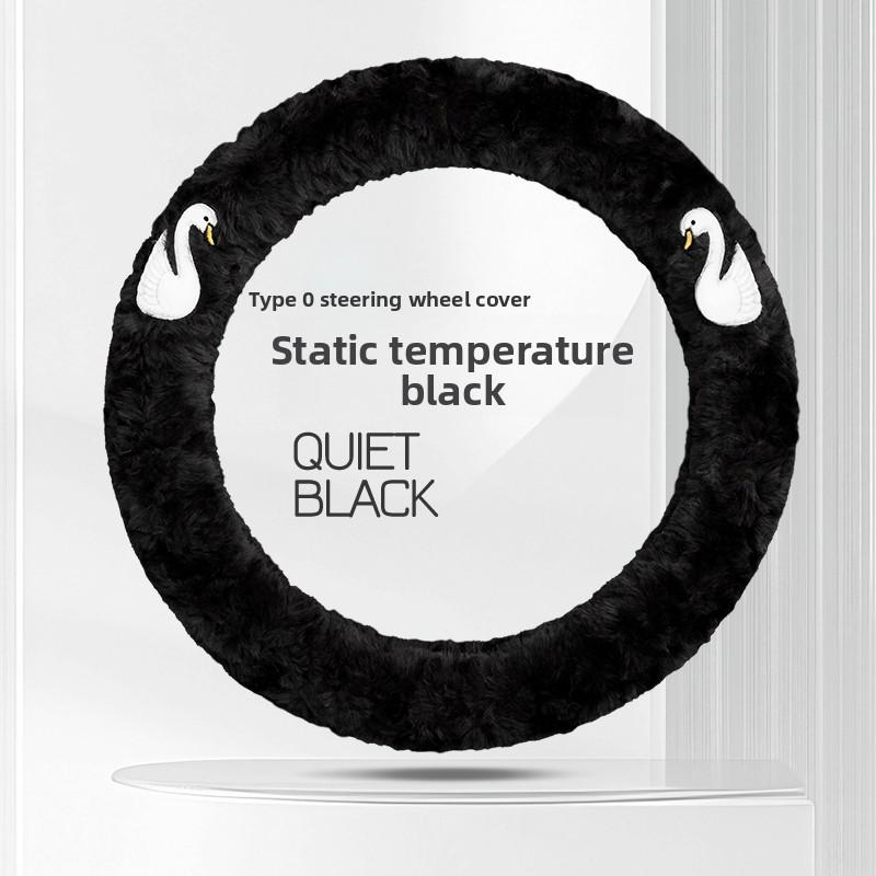 Car steering wheel cover winter short plush women's cute cartoon swan handlebar cover warm and non-slip
