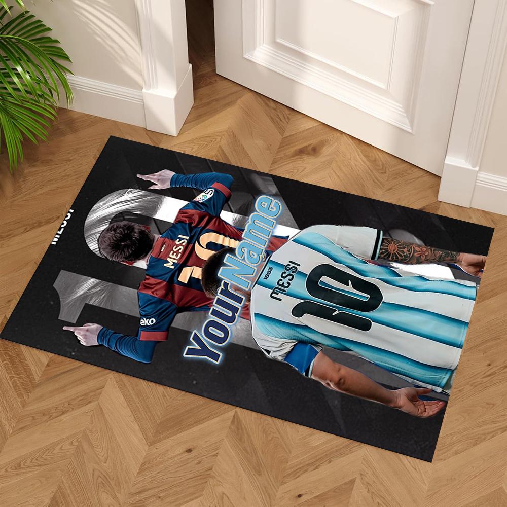 Messi Personalized Text Floor Rug Office Rug Perfect for Foyer Entryway Playrooms Dormitory Antislip Carpet Decorate Offices