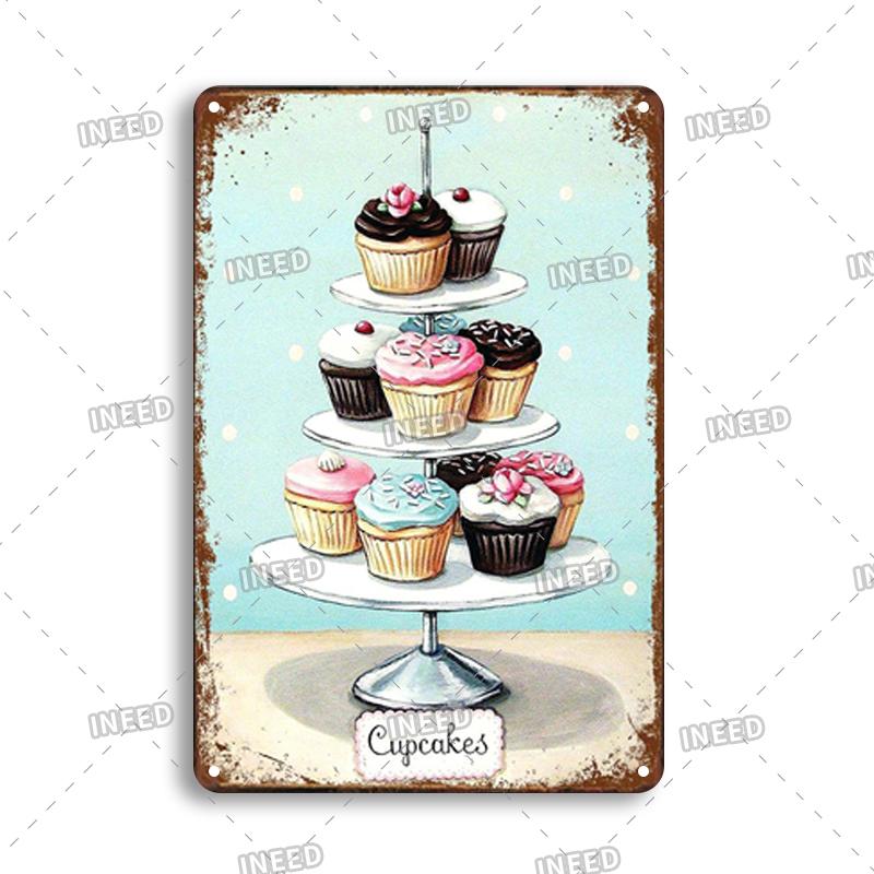 INEED Vintage Decor Fast Food Breakfast Lunch Tin Sign Wall Posters Metal Sign Art Plate Kitchen Decorative Plaque Metal Decor