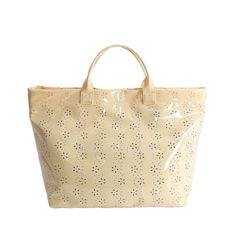 Большая Желейная Сумка Женская Водонепроницаемая ПВХ Полая Цветок Тоут Портативная Пляжная 2026 Прозрачная жёлтый