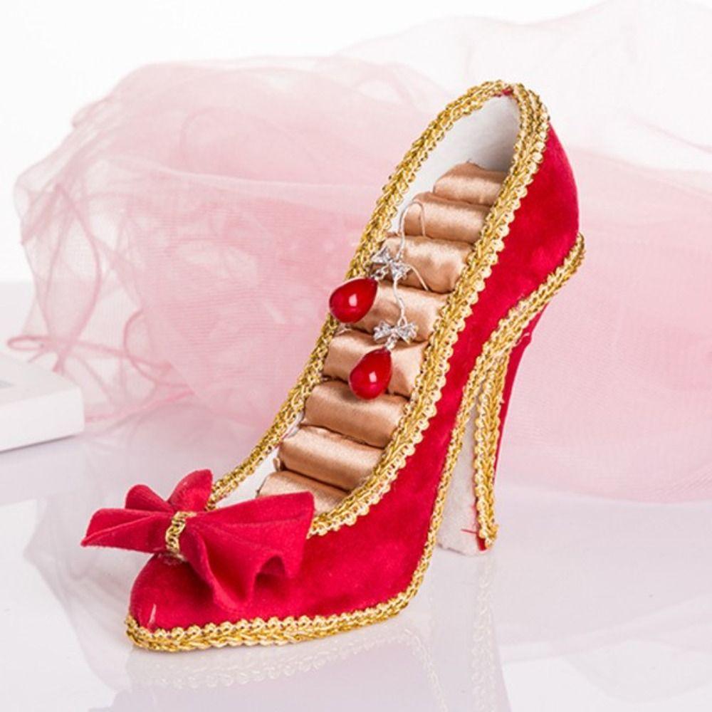 Elegant Velvet Ring Display Stand Luxury High Heels Jewelry Display Rack Jewelry Display