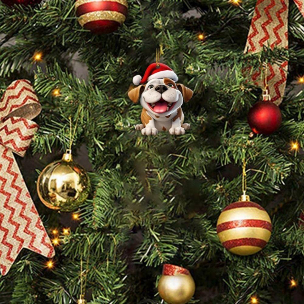 2D Dog Hanging Pendant Flat Christmas Puppy Ornament Funny Dog Car Ornament  Christmas