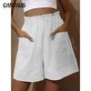 Calças femininas de verão, cintura alta, shorts, moda, tamanho grande, perna larga, shorts casuais