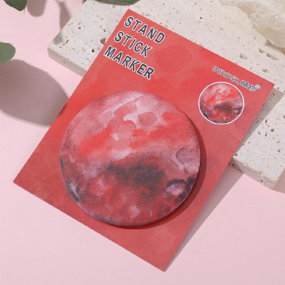 1 Piece Adhesive Cute Round Planet Notes Notepad Memo Pad Office School Supplies Stationery