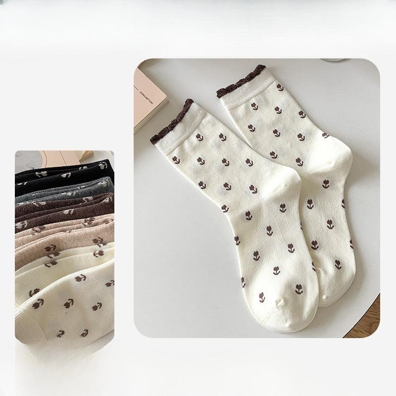 

Женский осенне-зимний стиль Ретро горошек Милое кружево Гольфы-трубы в студенческом стиле 1 pair белый