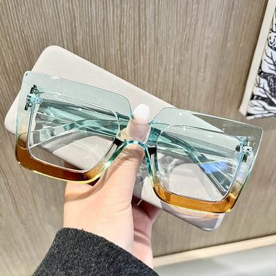 Retro Oversized Eyeglasses Trendy Square Computer Glasses Minimalist Vibrant Frames Versatile for Street Photography