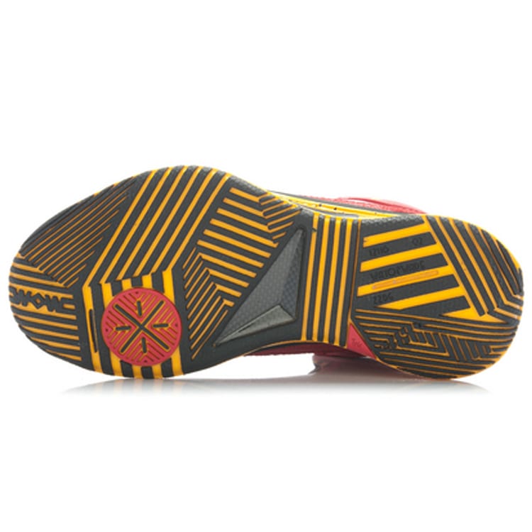 Li Ning WOW 2 Cushioning Rebound And Wear resistant Mid top Basketball Shoes Men's Red Yellow Gray ABAH017-3