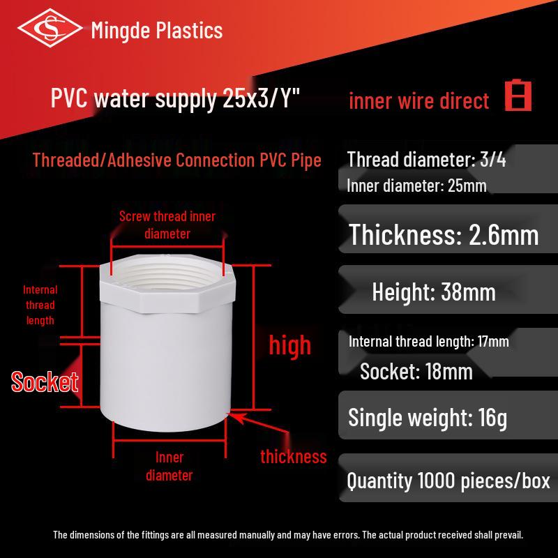 PVC Female Threaded Coupling for Water Pipes - All-Plastic Joint Fittings Accessories