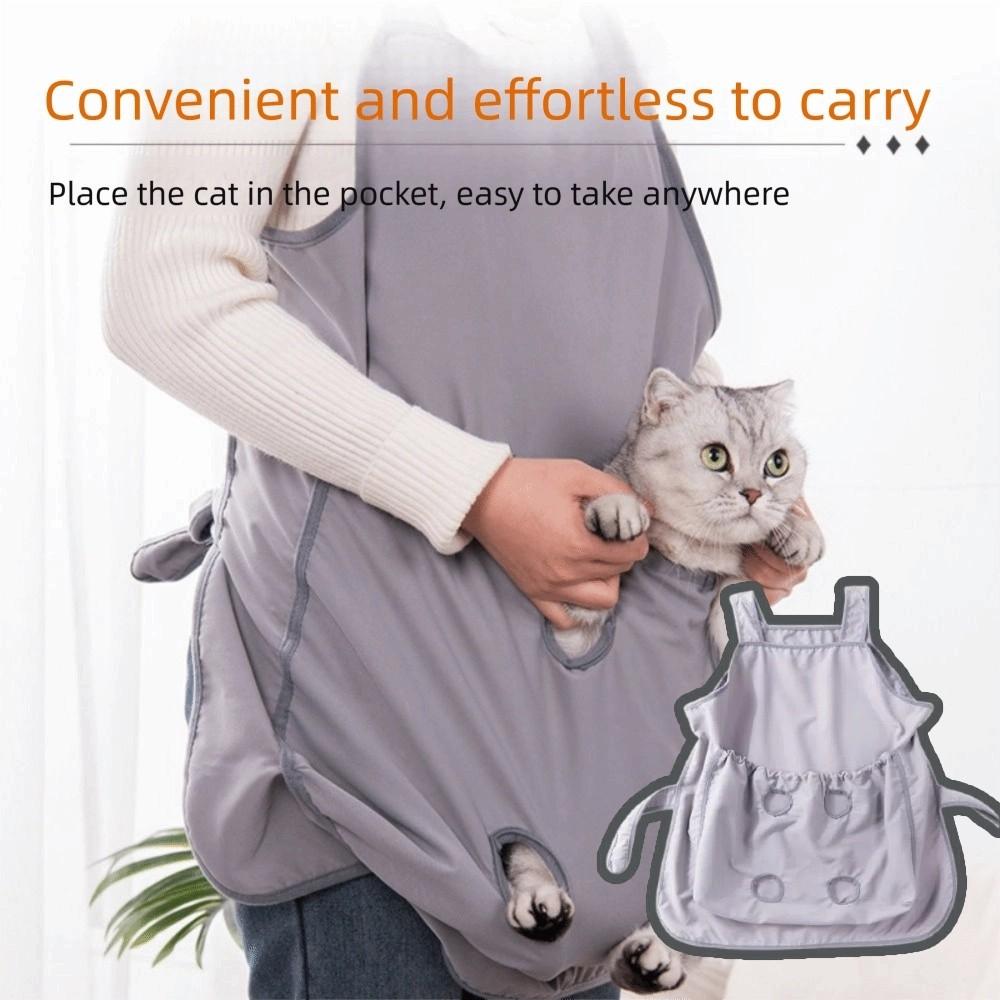 Adjustable Pet Grooming Smock Elastic Pocket Cat Holding Apron Pet Carrier Apron  Home Use