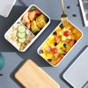 Wood Grain Lunch Box Large Volume Double Layer Sealed Leak-proof Microwave Oven Bento Box Handy Food Storage Container