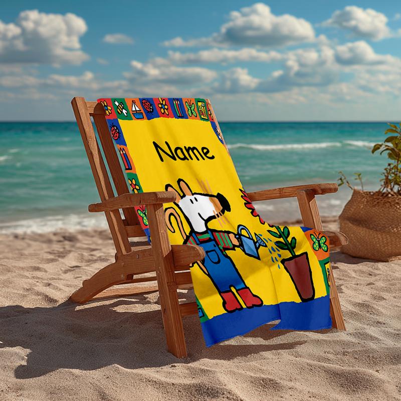 Custom Name Ultra-Soft Beach Towel with Maisy Mouse Theme,Ideal for Pool - Camping, Diving - Perfect Travel Essential, Vibrant Beach Towel.