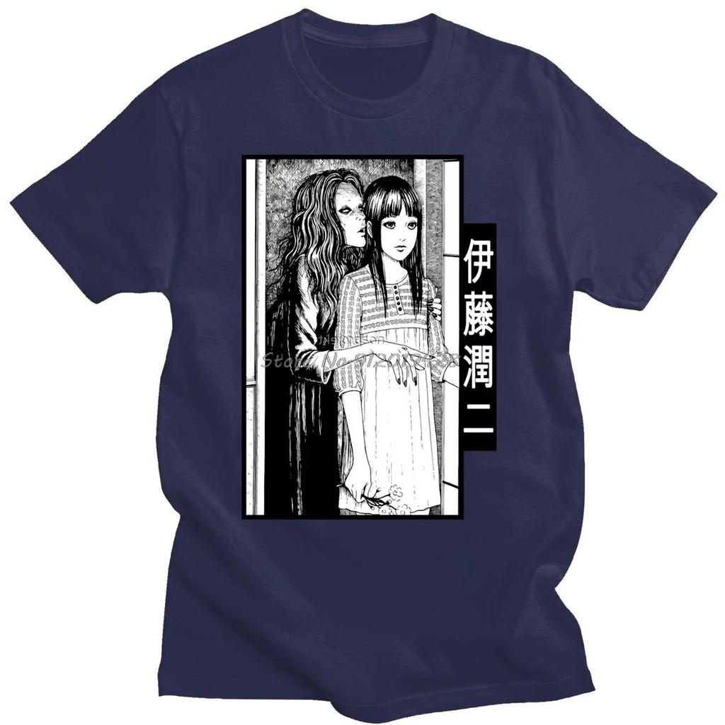 Japanese Anime Junji Ito Short Sleeve T-shirt Harajuku Unisex/women Casual Tshirt Unisex Creativity Style T Shirt Cotton Oversize
