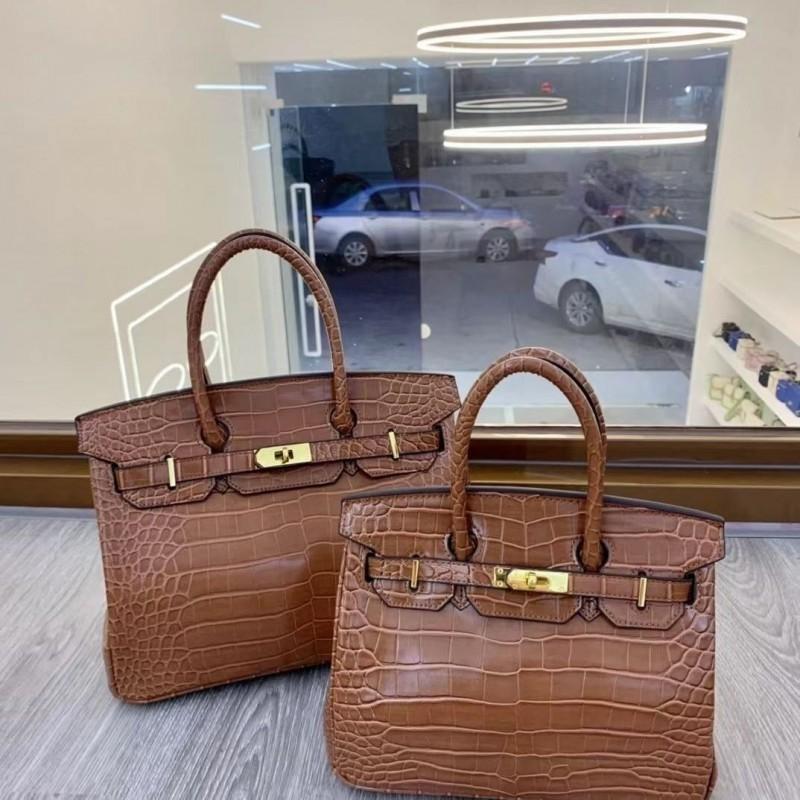 Yijinyuan 2024 Alligator Leather Platinum Bag Handbag Women Shoulder Fashionable Sweet Large-capacity