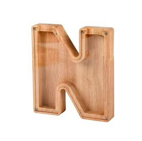 Wooden & Acrylic Money Box: Transparent 26-Letter Savings Bank for Kids