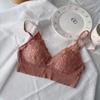 Women's French Naked-Feel Bra Sexy Thin Style Small Bust Lace Triangle Cup Push Up Wireless Seamless Underwear