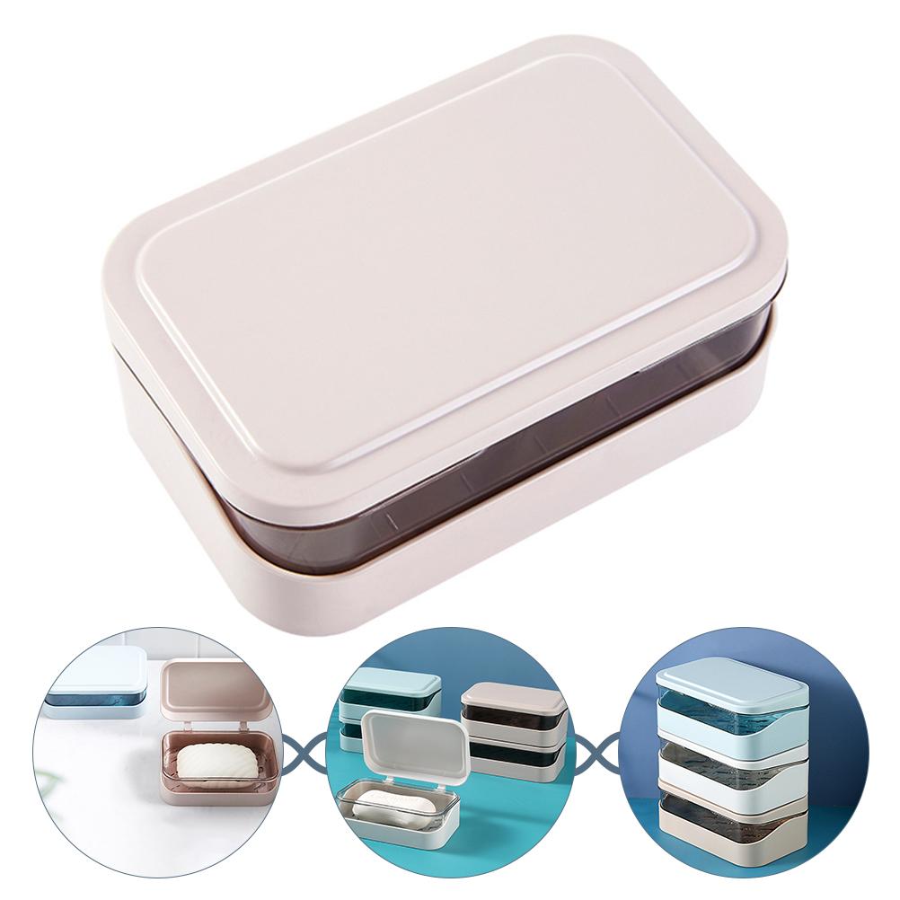 Doppelschichtiger Abfluss Seifenhalter ABS Glatt poliert Stark belastbar Badezimmer Küche Reise Tragbare Seifenschale Box