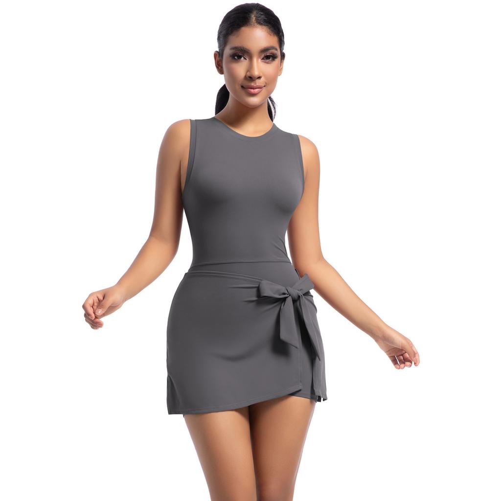 New Cool Jumpsuit, Tennis Skirt, Sexy And Beautiful Back, Slimming Bottom Skirt, Fitness Solid Color Sports Dress For Women