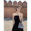 Two Wear Black One-word Shoulder Dress, Women's High-end Temperament Off-the-shoulder Waist Long Dress, Tube Top Skirt