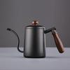 FUN COFFEE Kanvica na kávu Otvorený oheň 550ml Drip Pot Drevená rukoväť Drip Kettle s vekom Nerezová oceľ Čierna (co-0024)
