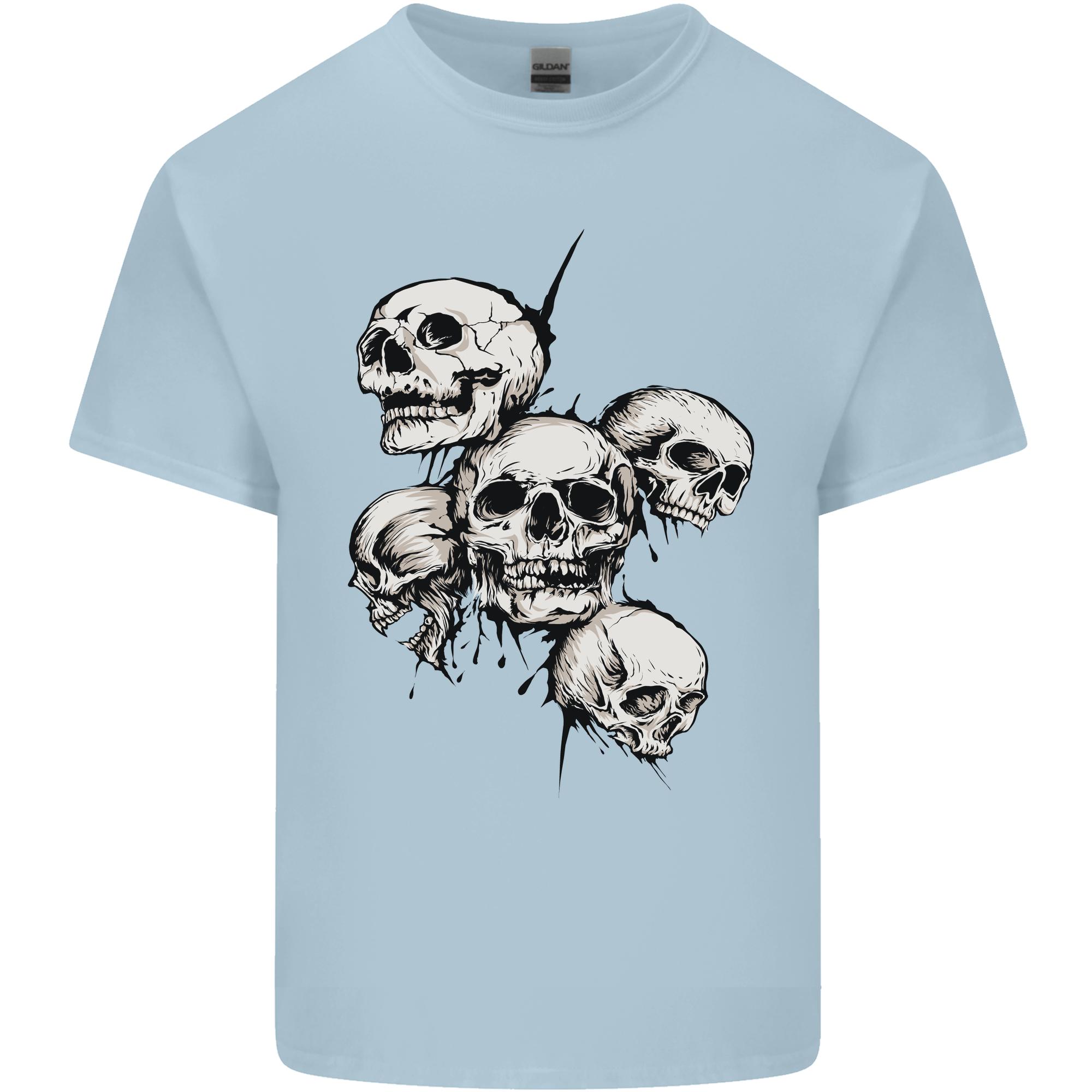 5 Skulls Demons Biker Gothic Heavy Metal Unisexs Light Cotton TShirt S