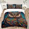 3pcs Colorful Mandala Owl Printed Quilt Set, Soft and Comfortable Quilt Cover for Bedroom