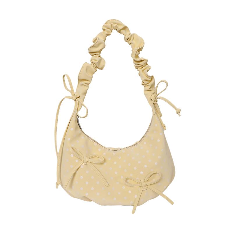 Bows Single-shoulder Bag, Women's Pleated Dumpling Bag, Simple Cross-body Bag
