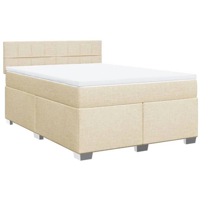 Maison Exclusive - Sommier à lattes de lit avec matelas Crème 140x200 cm Tissu