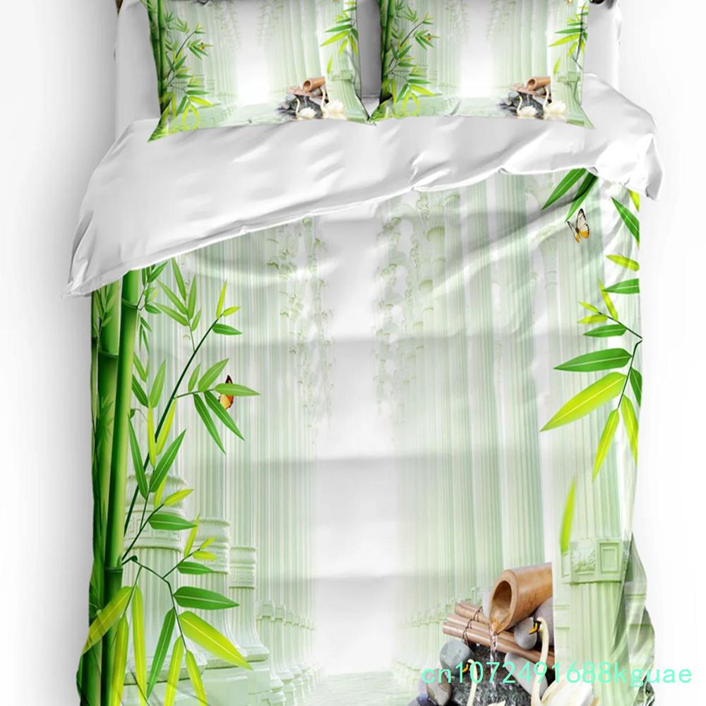 Lily Flowers Butterfly Water Surface Duvet Cover 3pcs Bedding Set Home Textile Quilt Cover Pillowcases Room Bedding Set No Sheet