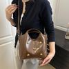 Versatile PU Leather Paw Print Shoulder Bags Solid Color Handheld Crossbody Bag Large Capacity Underarm Bags Women Girls AVE