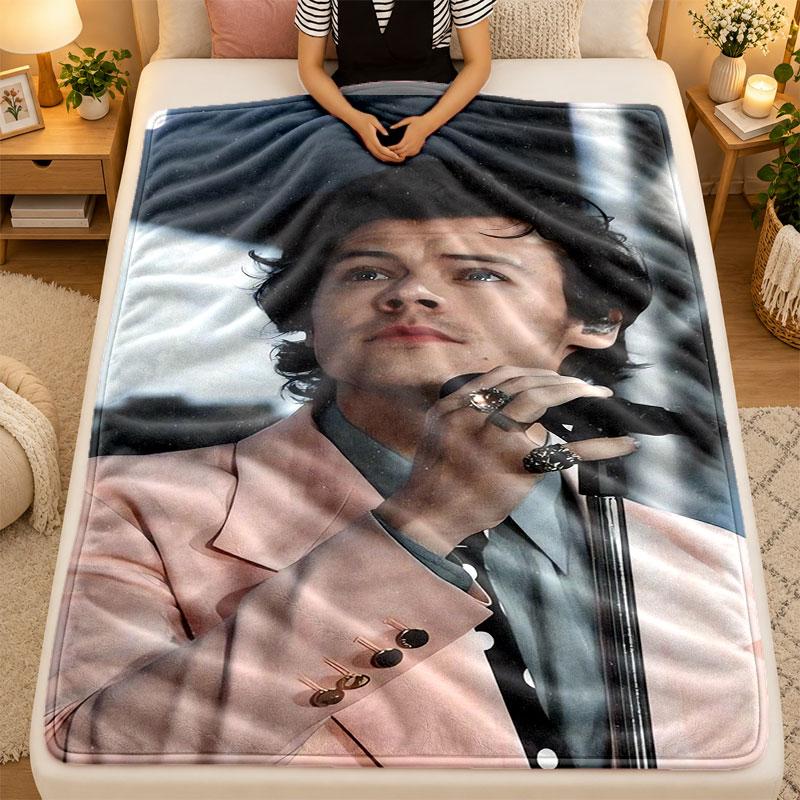 Flannel BlanketHarry Styles Warm Soft Throw Blanket for Indoor Sofa Bed Living Room Use