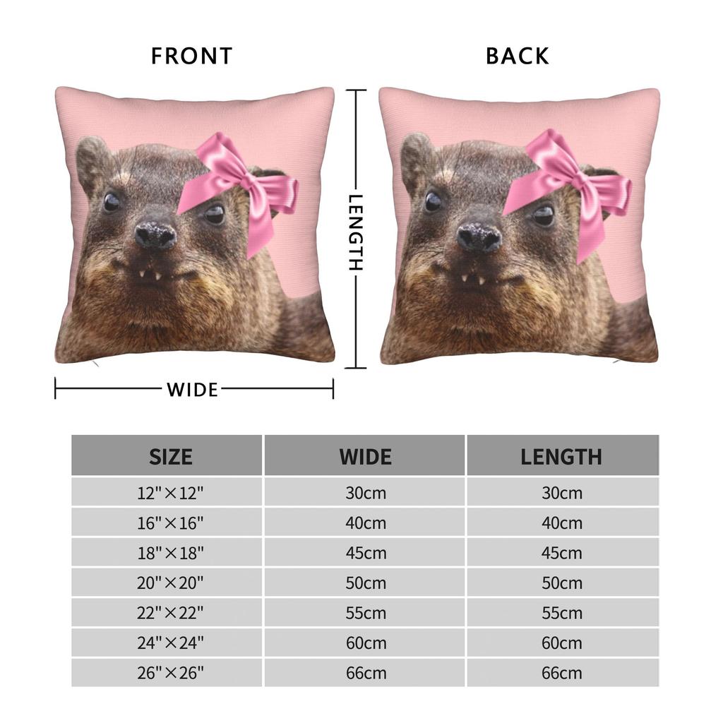 Pillow Cover Cute rock hyrax wearing bow  Kawaii Pillow Case For Living Room Chair Pillowcases