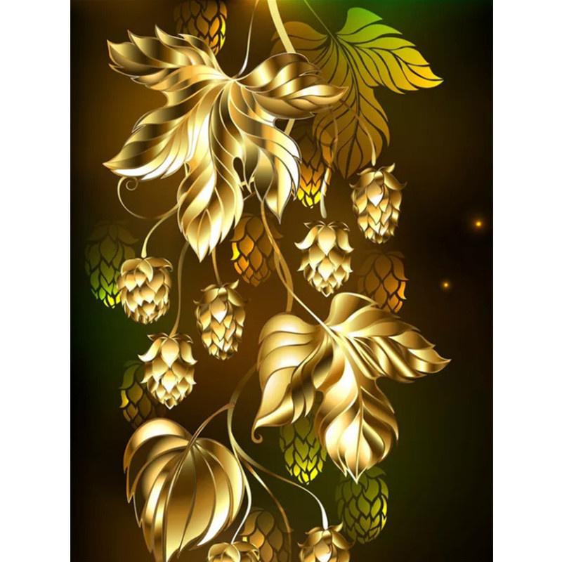 5D DIY Diamond Painting Golden Flower Diamond Embroidery Cross Stitch Kit Full Rhinestone Mosaic Home Decor