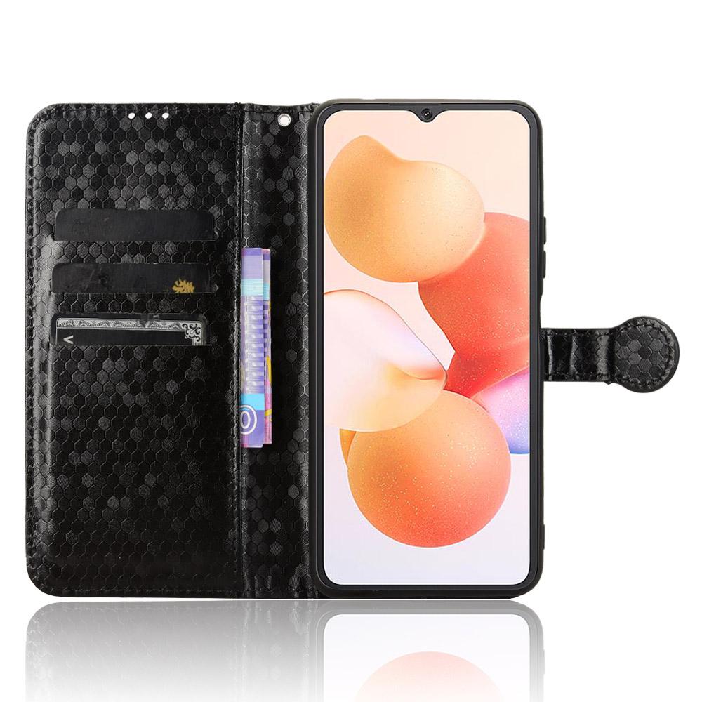

For Cubot A10 Wallet Case Dot Pattern Imprint PU Leather Phone Cover Silver