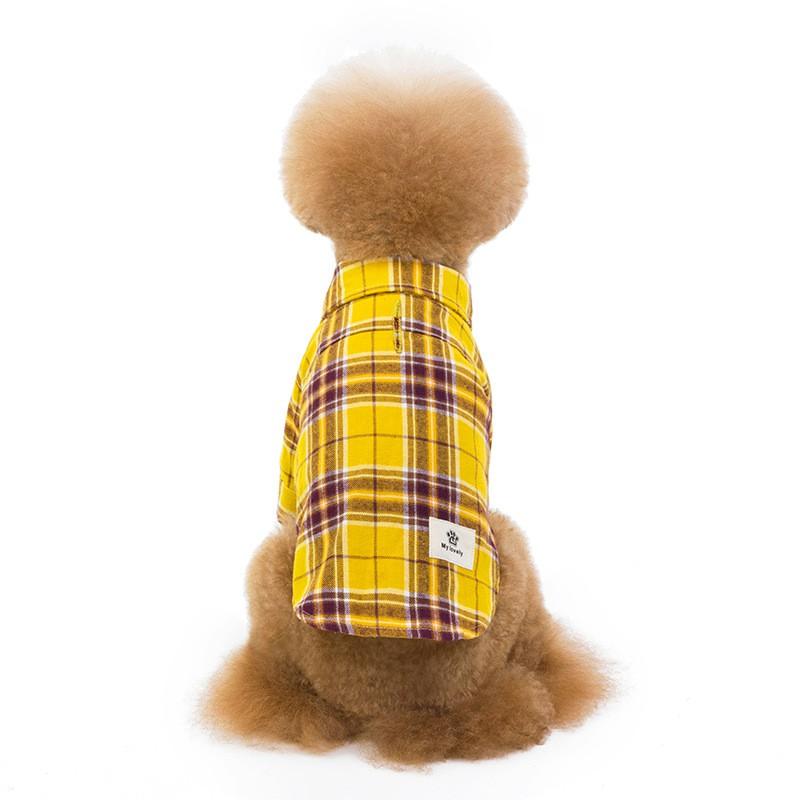 Pet Casual Plaid Shirt Dogs - Cotton Tee Teddy French Bulldog Pomeranian S To XXL
