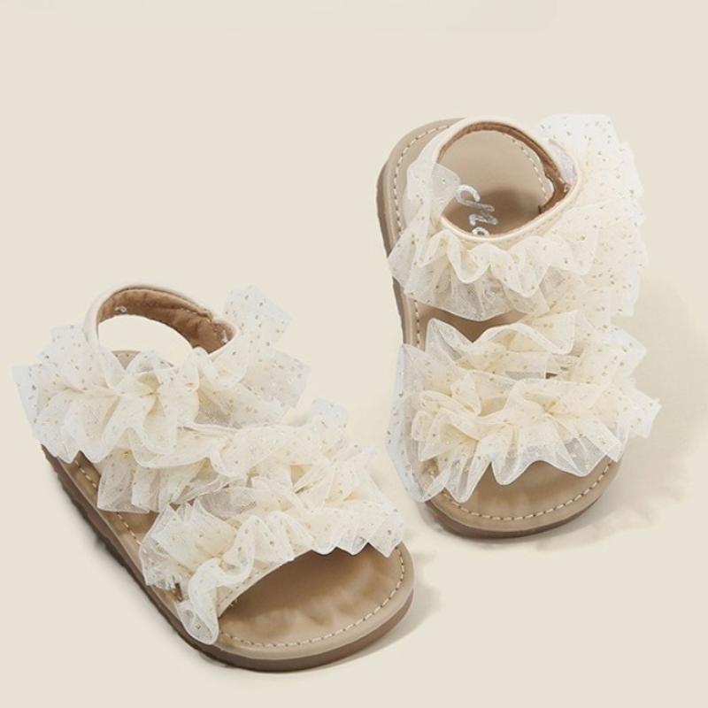 

Girl Princess Sandals New Fashionable Daily Walking Sweet Cute Baby Korean Edition Shoe Child Soft Lace Summer Step Shoes 21
