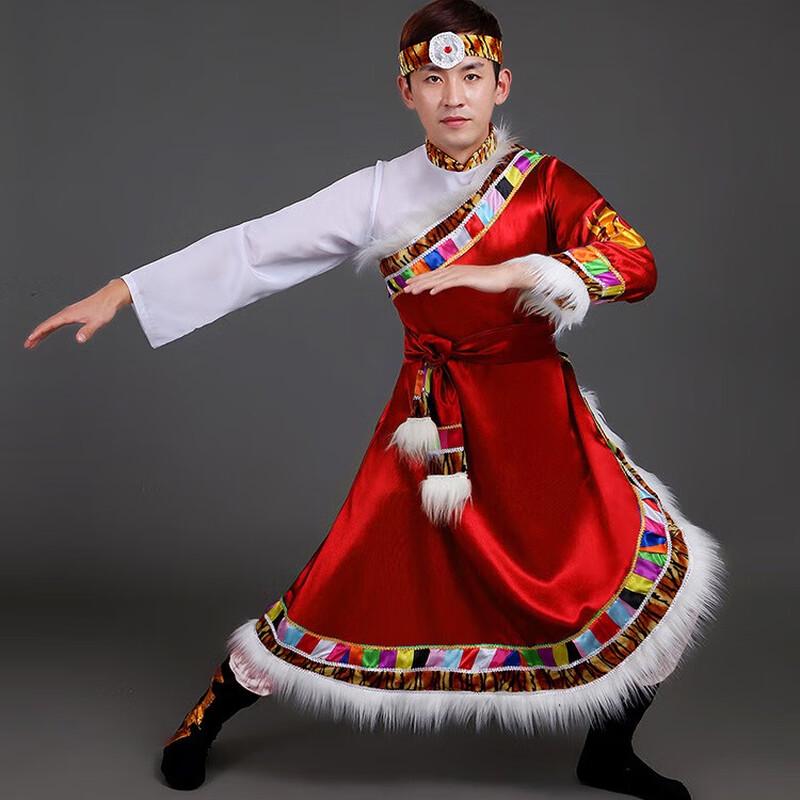 Мужской тибетский и монгольский этнический танцевальный костюм Jingcaiwu 180 cm