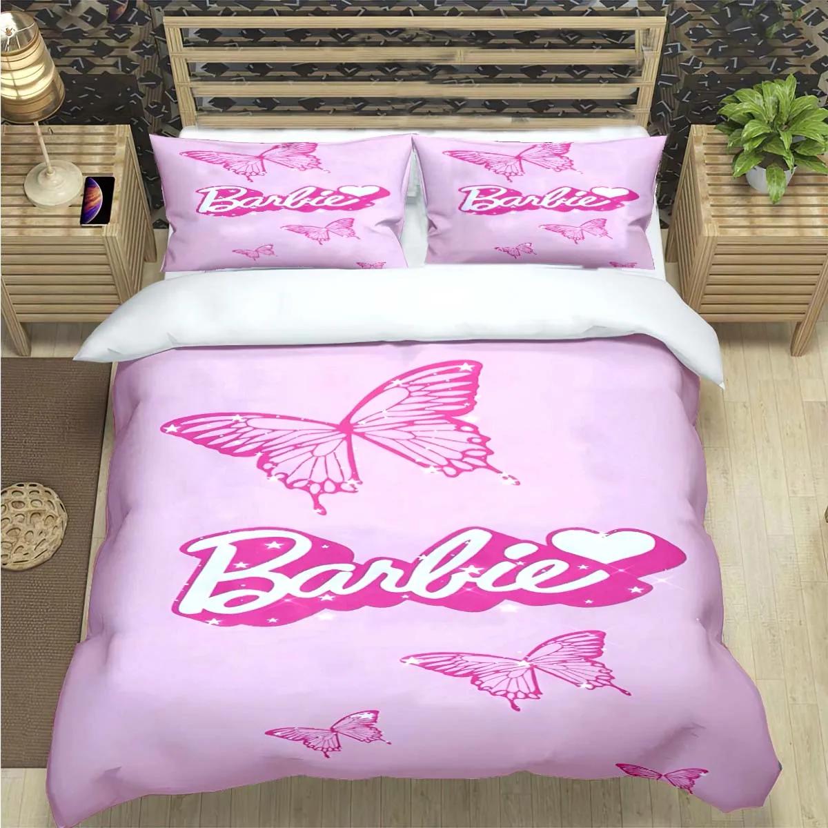 

Hot Fashion B-Barbie Cartoon Print Bedding Sets Bed Supplies Set Comforter Set Teens Girls Cartoon Twin Single Kid Luxury Gift AU Double 180x210cm