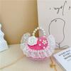 2025 new girls pearl handbag cartoon cute bow princess shoulder bag lace small satchel
