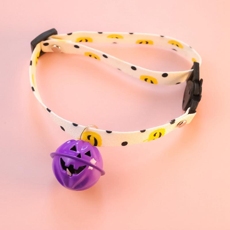 Halloween Dog Cat Collars Adjustable Breakaway Collars Safety With Pendant Big Bell Pumpkin Ghost Bats Pet Festival Collars