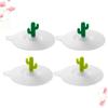 4Pcs Cartoon Cactus Silicone Cup Lids Leak-Proof Dustproof Round Airtight Suction Sealed Covers Grass Green Fluorescent Green