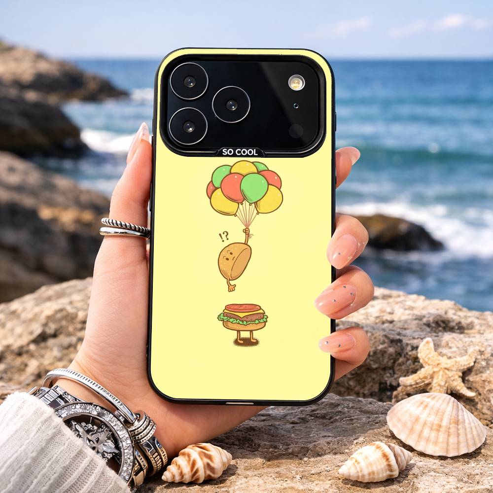Funny Cute Food Fancy Phone Case For iPhone17,16,15,14,13,12,11,Pro,MAX Gray Matte Silicone Black Cover