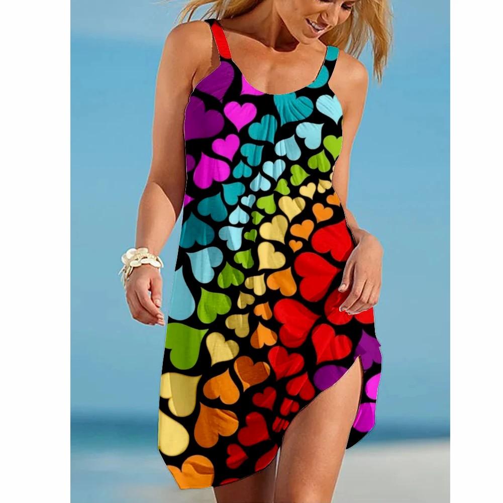 

Повседневный сарафан Love Color с 3D-принтом, летнее винтажное цветочное платье, повседневное женское платье, женская одежда, облегающее платье для девочек Vestido XL