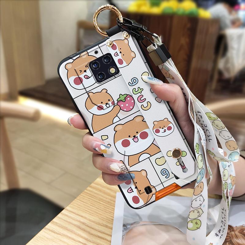 Shockproof Soft case Phone Case For Oukitel WP6 Kickstand Wristband Dirt-resistant Lanyard Silicone Ring Cute Cartoon