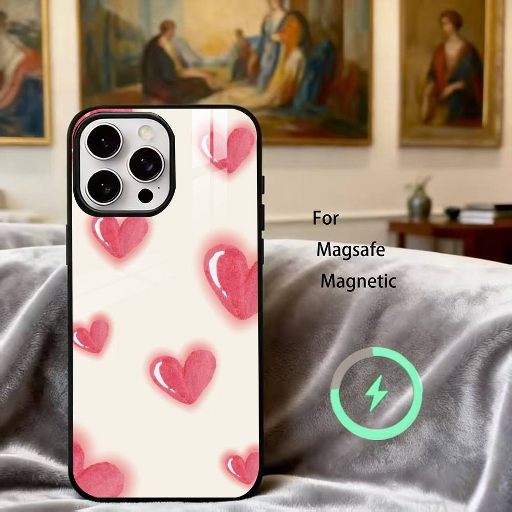 C-Cute L-Love H-Heart Phone Case For iPhone17,16,15,14,13,12,11 Plus,Pro Magnetic with Magsafe Wireless Charging