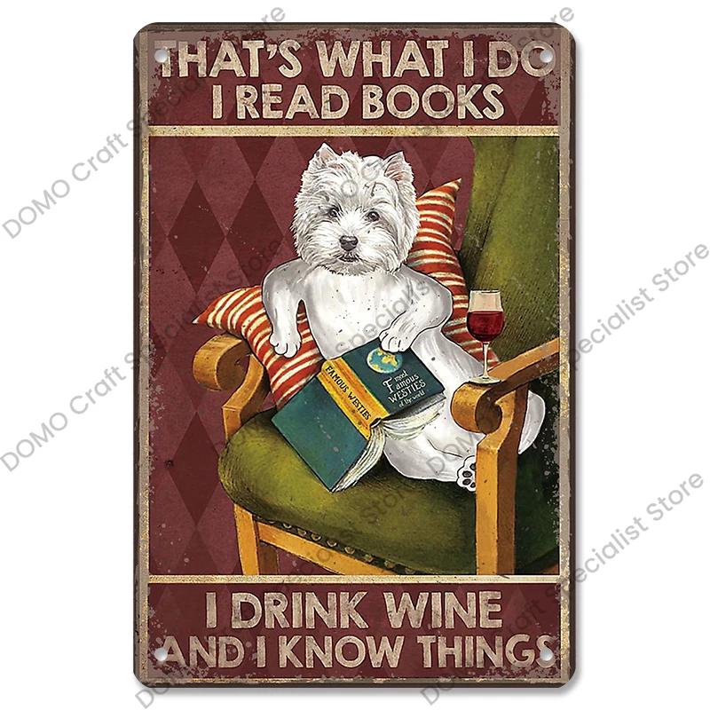 Pet Dog Dachshund Plaques Vintage Metal Plate Drink Coffee Wine Read Book Metal Tin Signs Wall Decor for Bar Pet Shop House